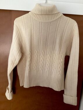 Pendleton Vintage Turtleneck Lambswool Fisherman Cable Knit Sweater Women Large